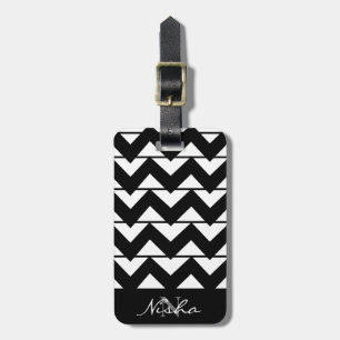 Chevron Stripe Monogram Name Luggage Tag