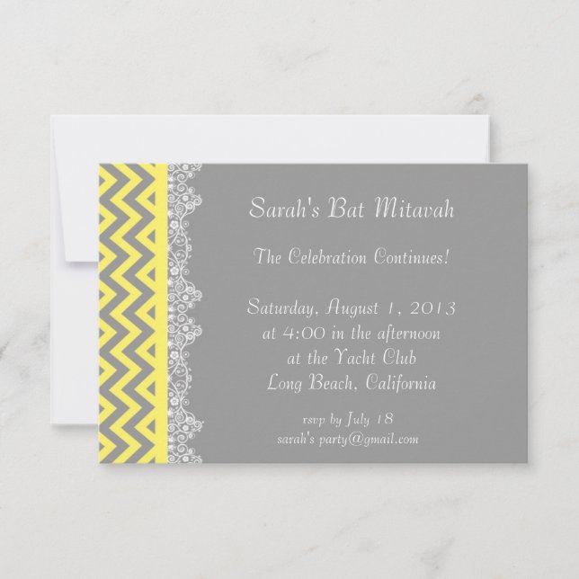 Chevron Stripe - yellow  Invitation - insert (Front)