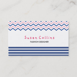 Chevron Striped Clean Fashion Blue Simple Business Card