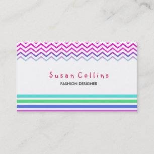 Chevron Striped Clean Fashion Elegant Simple Business Card