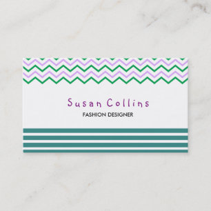 Chevron Striped Clean Fashion Green Simple Business Card