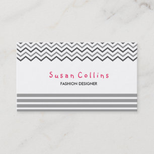 Chevron Striped Clean Fashion Grey Simple Business Card