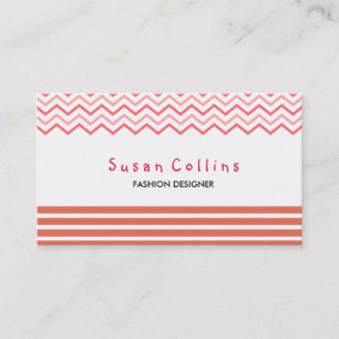 Chevron Striped Clean Fashion Orange Simple Business Card