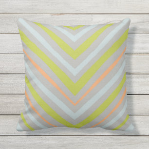 Chevron striped pillow green orange blue