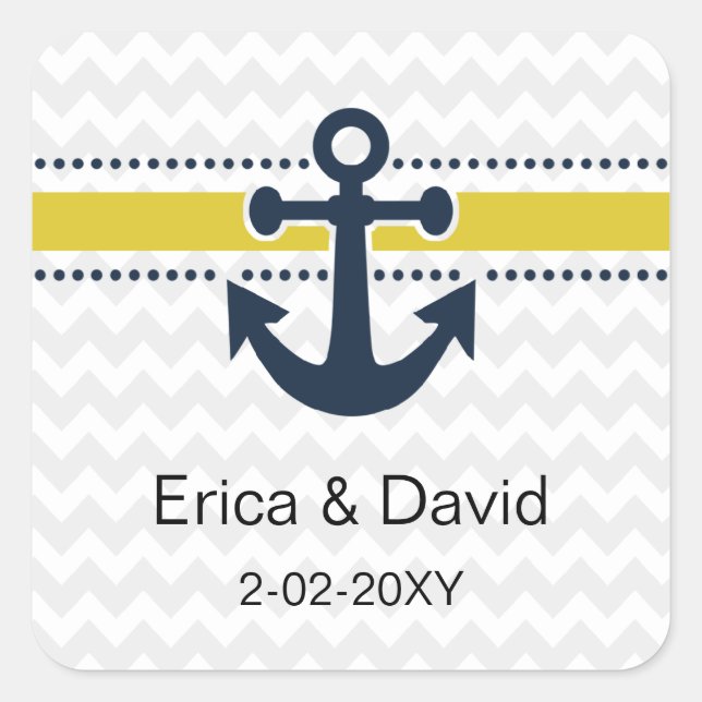 chevron stripes, anchor, nautical envelopes seals (Front)