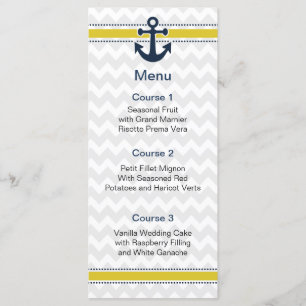 chevron stripes, anchor, nautical menu cards