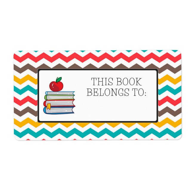 Chevron Stripes Book Label Sticker (Front)