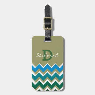 chevron stripes & monogram luggage tag