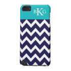 Chevron Stripes & Monogram | Navy Teal