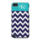 Chevron Stripes & Monogram | Navy Teal