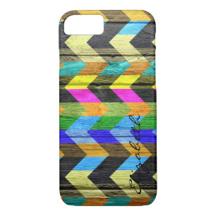 Chevron Stripes Monogram Vintage Wood #9 Case-Mate iPhone Case