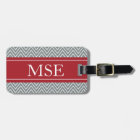 Chevron Stripes Personalised Monogram Grey Red