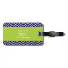 Chevron Stripes Personalised Monogram Navy Lime