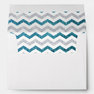 Chevron Teal Silver Sparkle Envelope