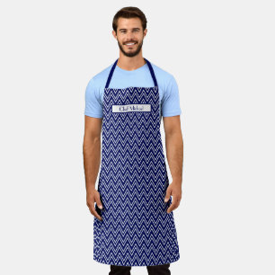 Chevron Thick Thin DIY Colours Navy White SV Apron