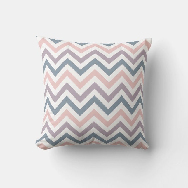 Chevron Throw Pillow | {Peach, Lavender & Denim} (Front)