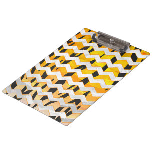 Chevron Tiger Black and Orange Print Clipboard