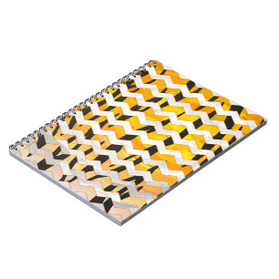 Chevron Tiger Black and Orange Print Spiral Notebook