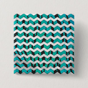 Chevron Tiger Black and Teal Print 15 Cm Square Badge