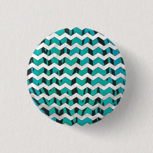 Chevron Tiger Black and Teal Print 3 Cm Round Badge