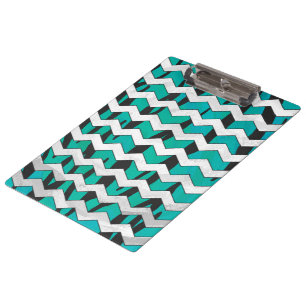Chevron Tiger Black and Teal Print Clipboard