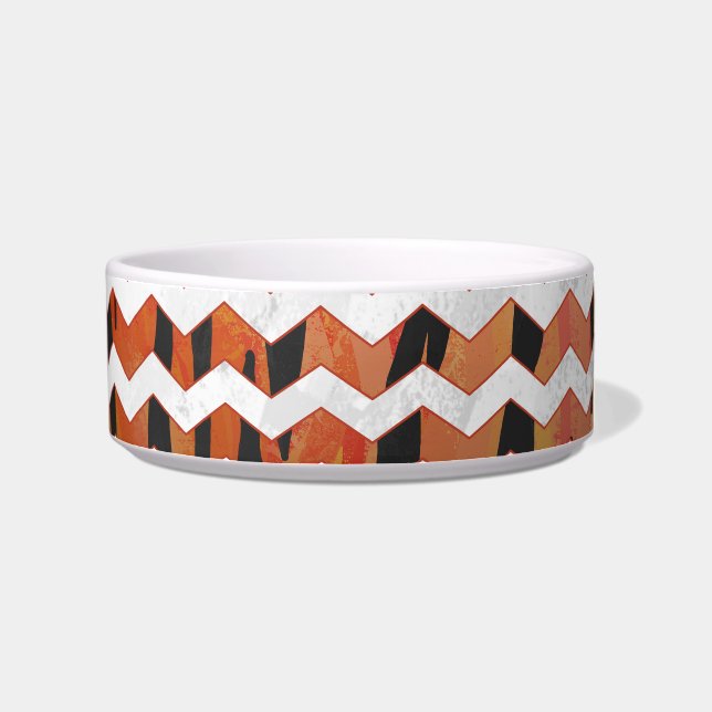 Chevron Tiger Hot orange and Black Print Bowl (Right)