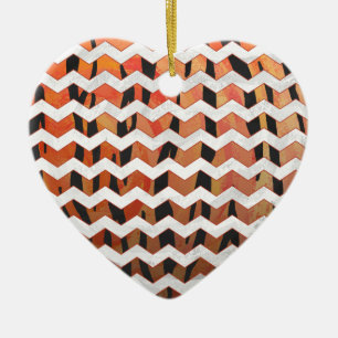 Chevron Tiger Hot orange and Black Print Ceramic Tree Decoration