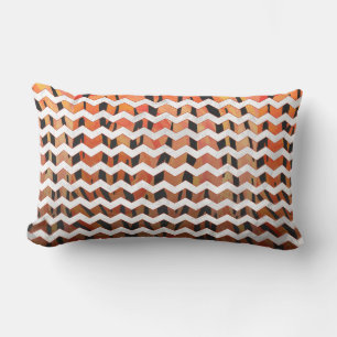 Chevron Tiger Hot orange and Black Print Lumbar Cushion