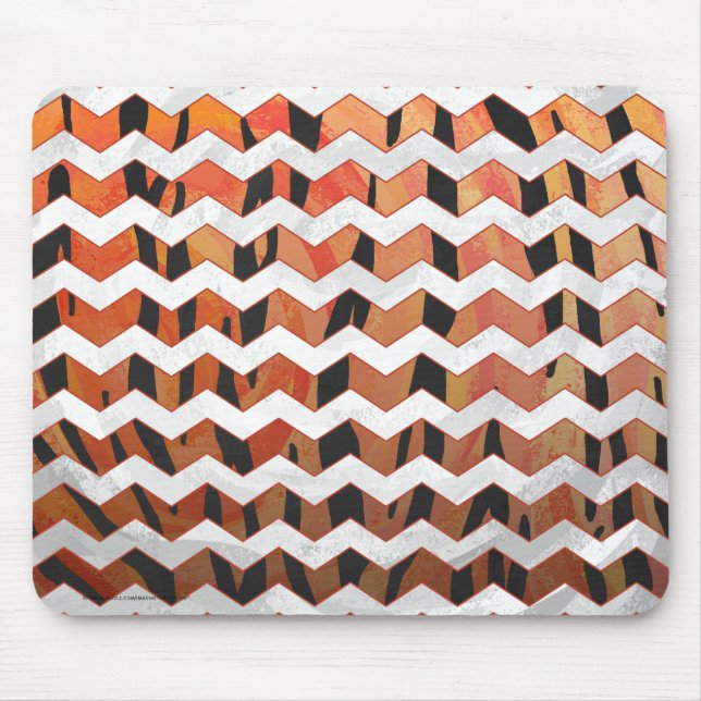 Chevron Tiger Hot orange and Black Print Mouse Pad (Front)