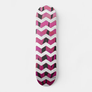 Chevron Tiger Hot Pink and Black Print Skateboard