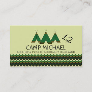 Chevron Tipi, Kid's Camping Birthday Party Ticket Enclosure Card