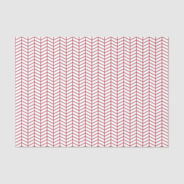 Chevron Tissue Paper - Dark Red on White (Front)