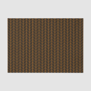 Chevron Tissue Paper - Orange on Black