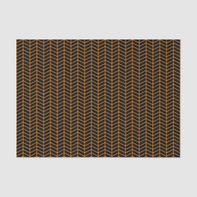 Chevron Tissue Paper - Orange on Black (Front)