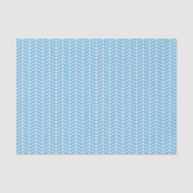 Chevron Tissue Paper - White on Light Blue (Front)