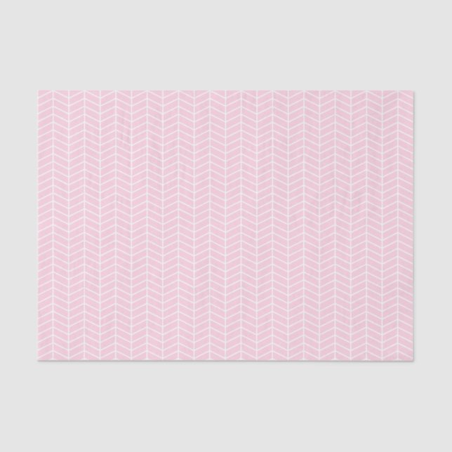 Chevron Tissue Paper - White on Light Pink (Front)