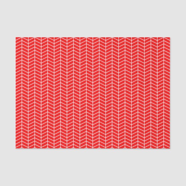 Chevron Tissue Paper - White on Red (Front)