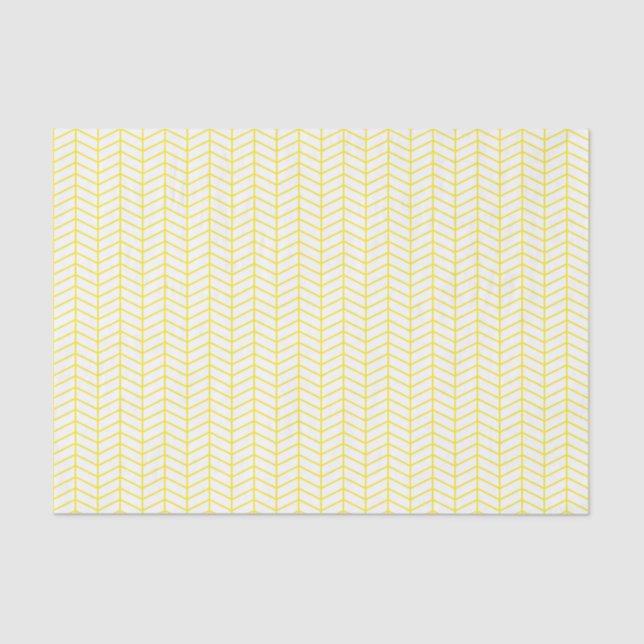 Chevron Tissue Paper - Yellow on White (Front)