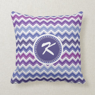 Chevron Tribal ZigZag Pattern in Blue and Purple Cushion