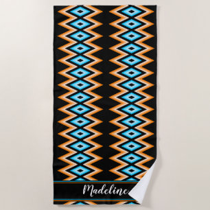 Chevron Tropical Custom name Modern Pattern Beach  Towel