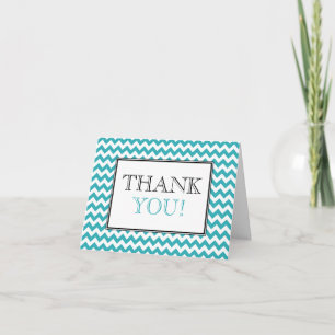 Chevron Turquoise & White Thank You Card