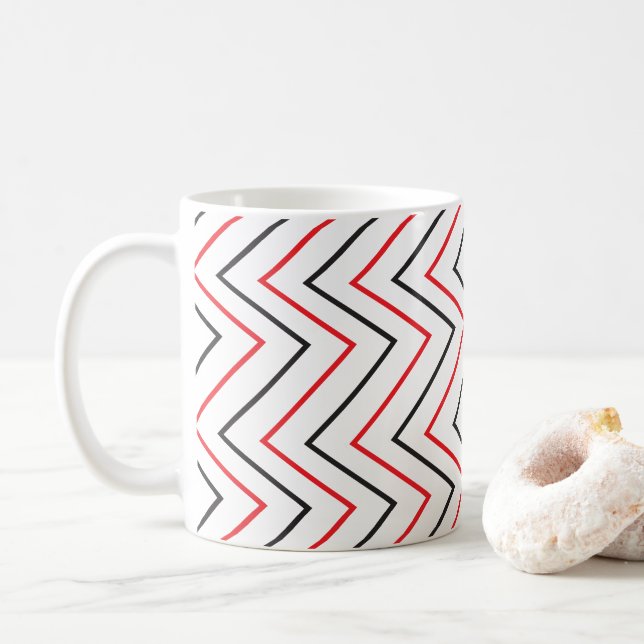 Chevron Vertical Stripe Pattern Coffee Mug (With Donut)