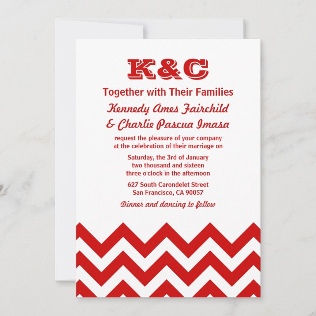 Chevron Wedding Invitations (Front)