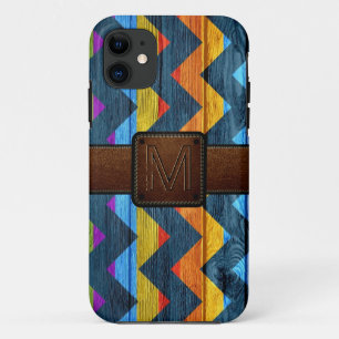 Chevron Wood Brown Leather Look #3 iPhone 11 Case