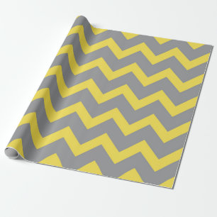 Chevron yellow grey pattern lines stripes wrapping paper