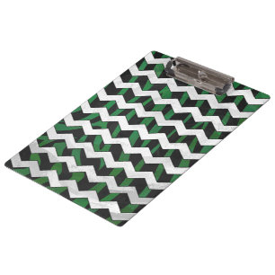 Chevron Zebra Black and Green Print Clipboard