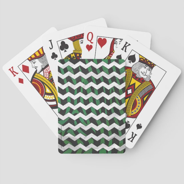 Chevron Zebra Black and Green Print Playing Cards (Back)