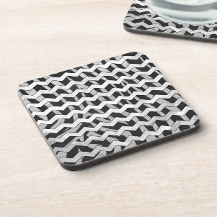 Chevron Zebra Black and Grey Coaster