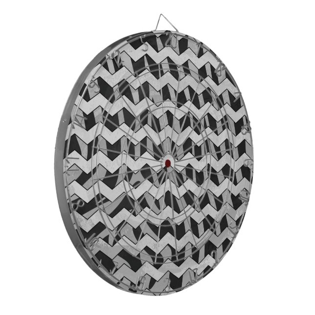 Chevron Zebra Black and Grey Dartboard (Front Left)