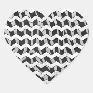 Chevron Zebra Black and Grey Heart Sticker